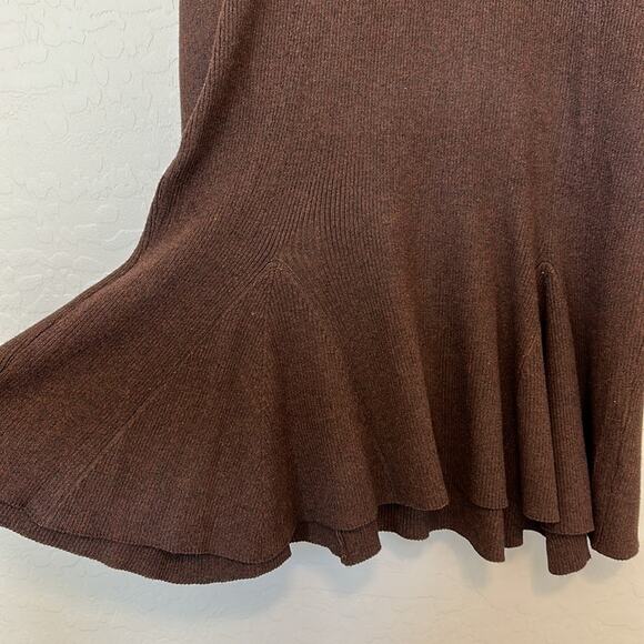 Julia Jordan Fit and Flare Long Sleeve Rib Knit Sweater Dress Brown Sz XL Midi - Picture 9 of 13